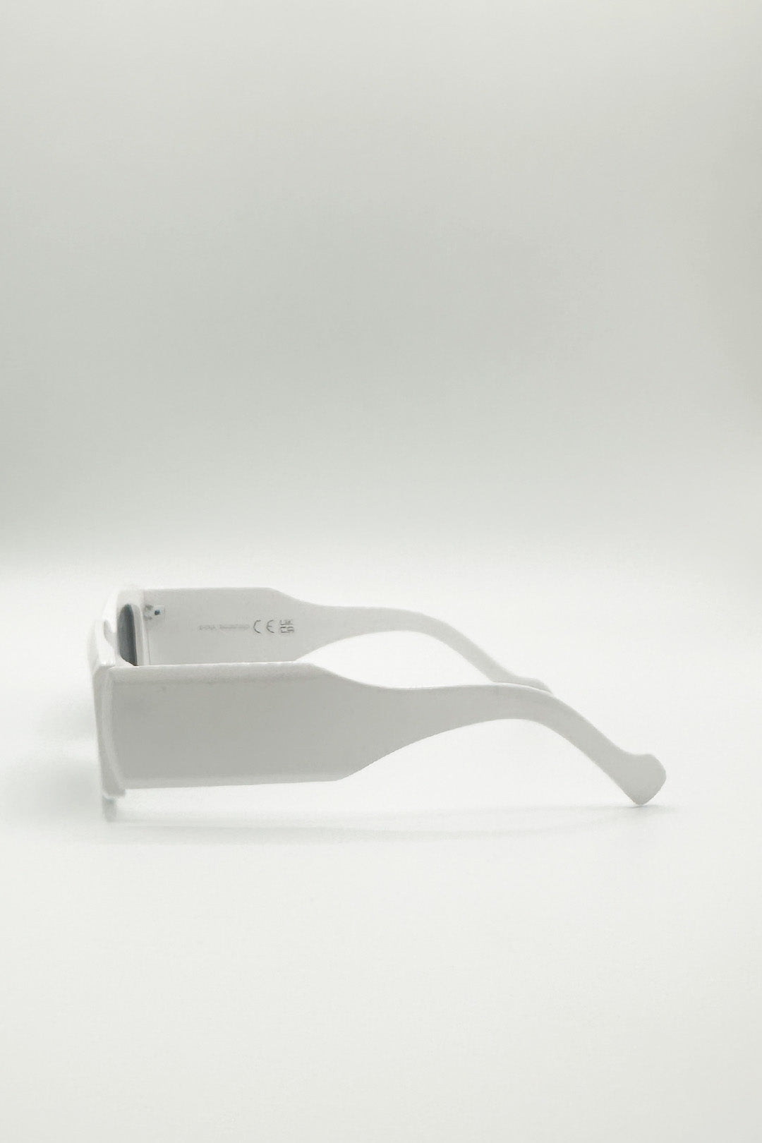 Chunky Rectangle Sunglasses with Wide Arms in White