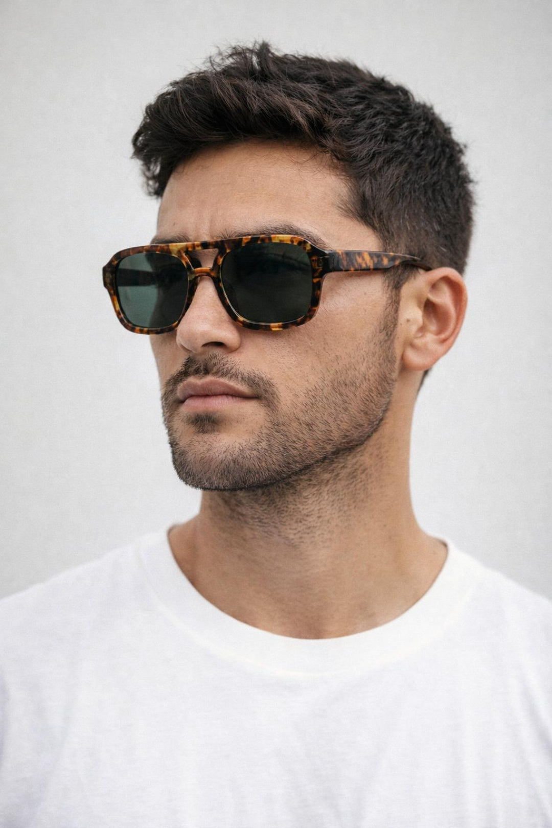 Tortoiseshell 70's Navigator Sunglasses with Green Lenses