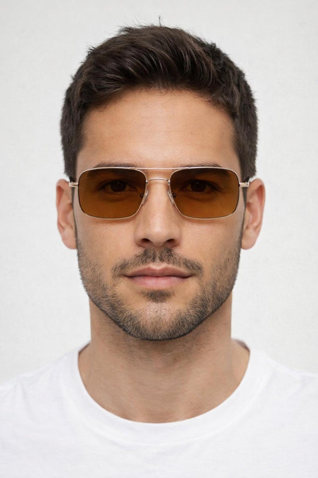Metal Frame Square Aviator Sunglasses In Gold