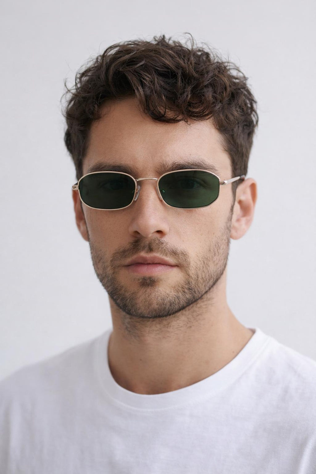 Oval Metal Frame Sunglasses In Silver Khaki