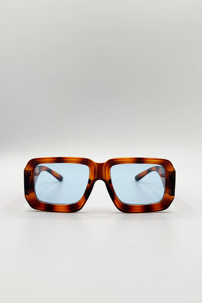 Oversized Square Frame Sunglasses In Brown Stripe
