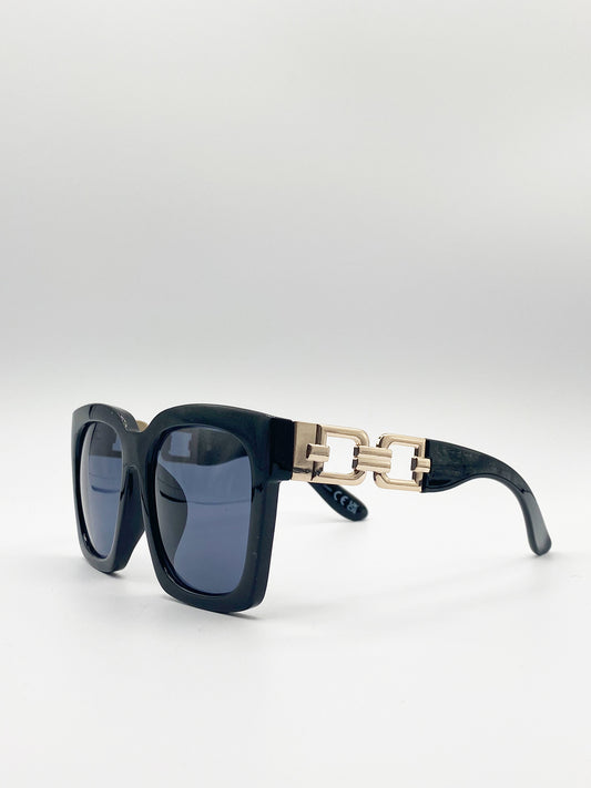 Oversized Sunglasses with Gold chain detail