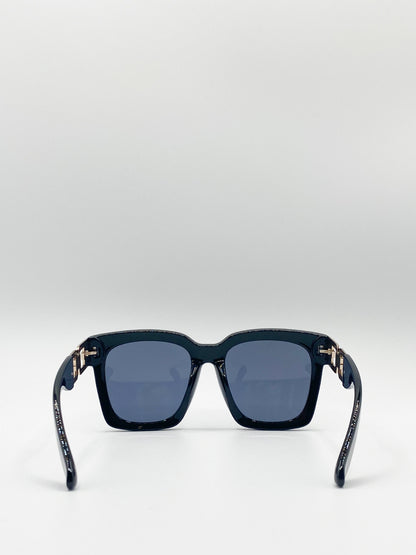 Oversized Sunglasses with Gold chain detail