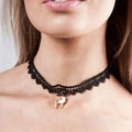 Black Lace Choker With Reindeer Charm