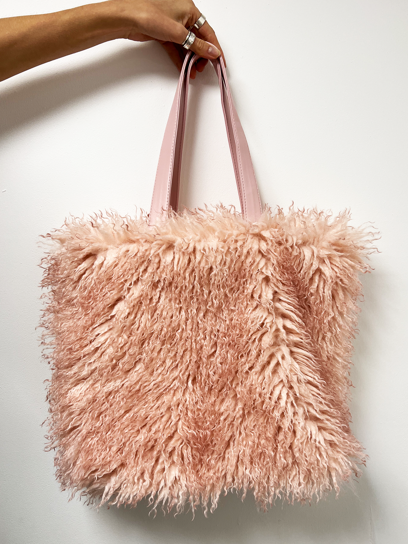 Pink Shaggy fur shopper bag