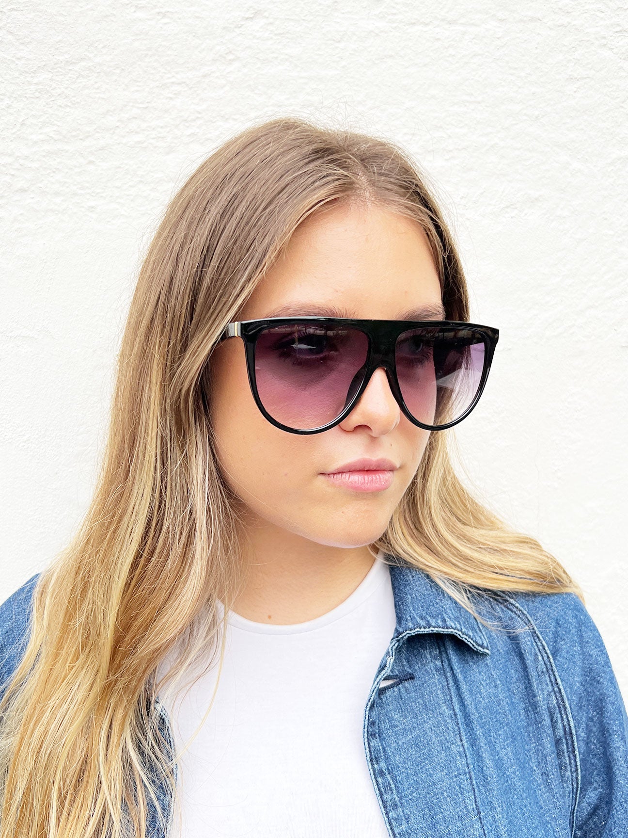 Black Oversized Sunglasses with Black Ombre Lenses