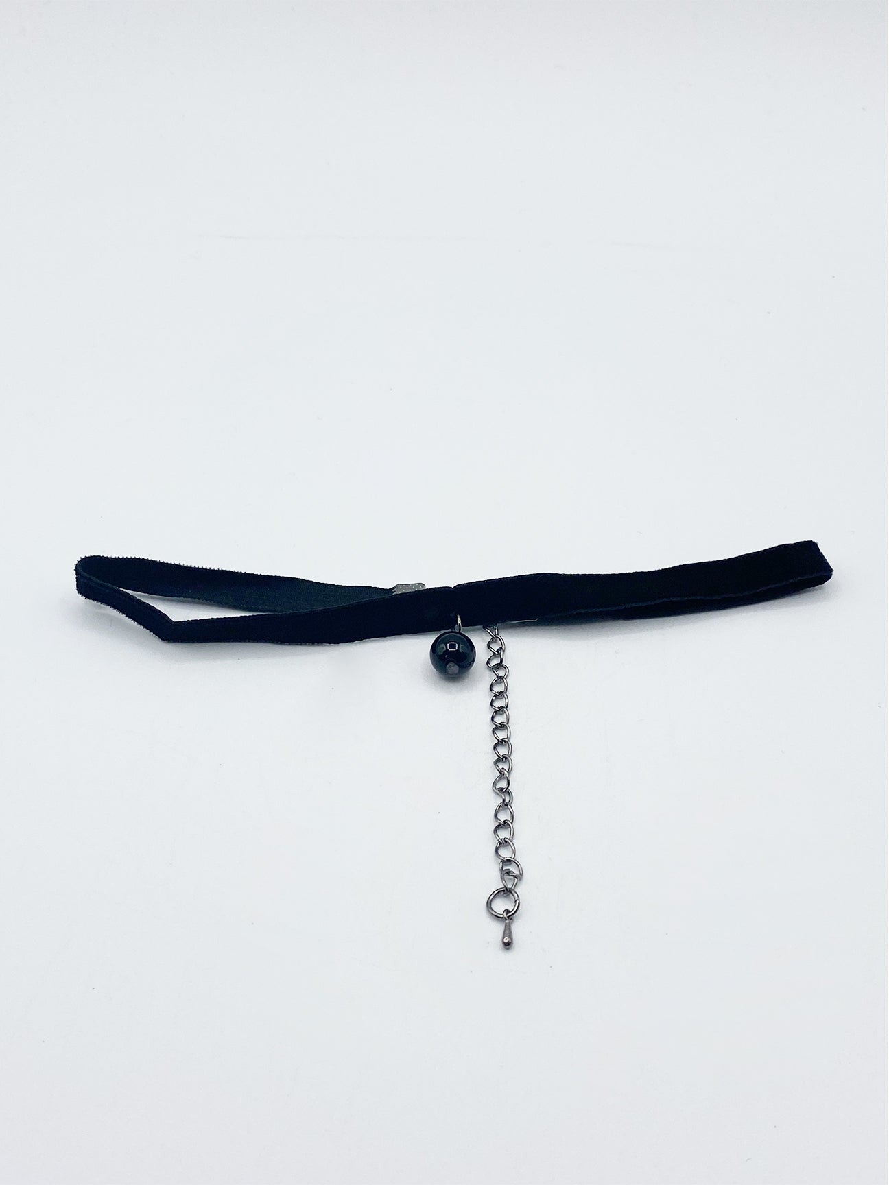 Black Faux Velvet Choker With Charm