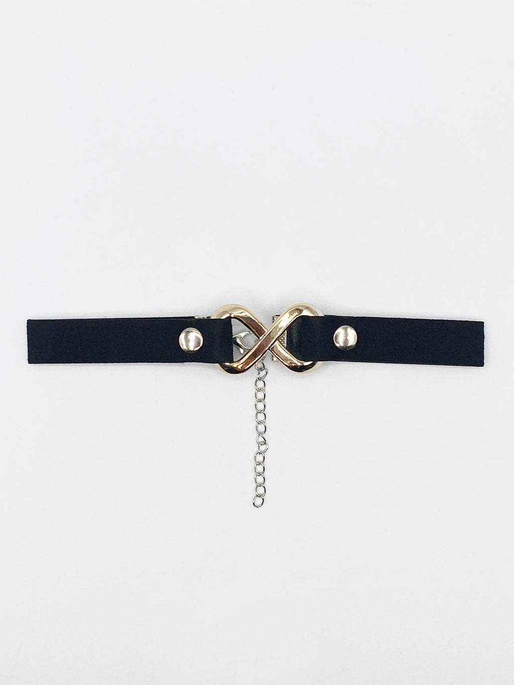 Black Faux Suede Choker Necklace With Gold Metal Centre Piece