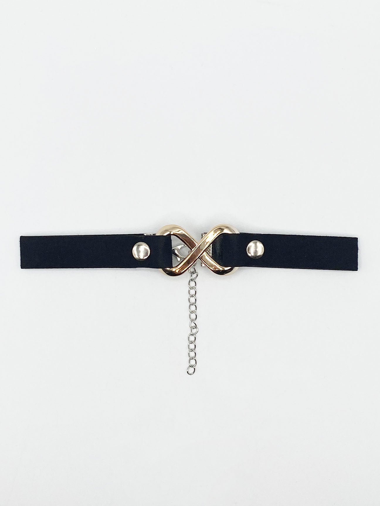 Black Faux Suede Choker Necklace With Gold Metal Centre Piece