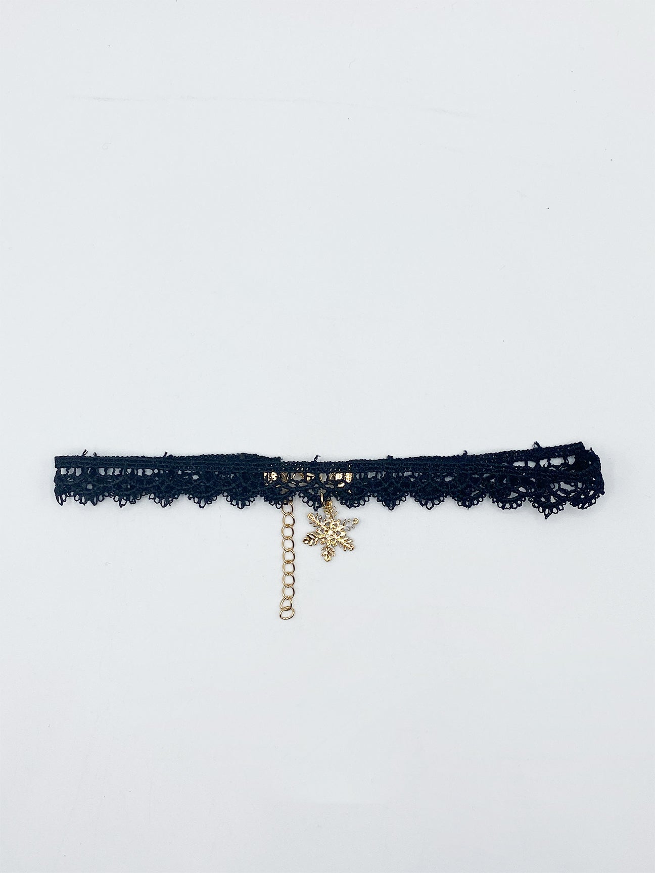 Black Lace Choker With Snowflake Charm