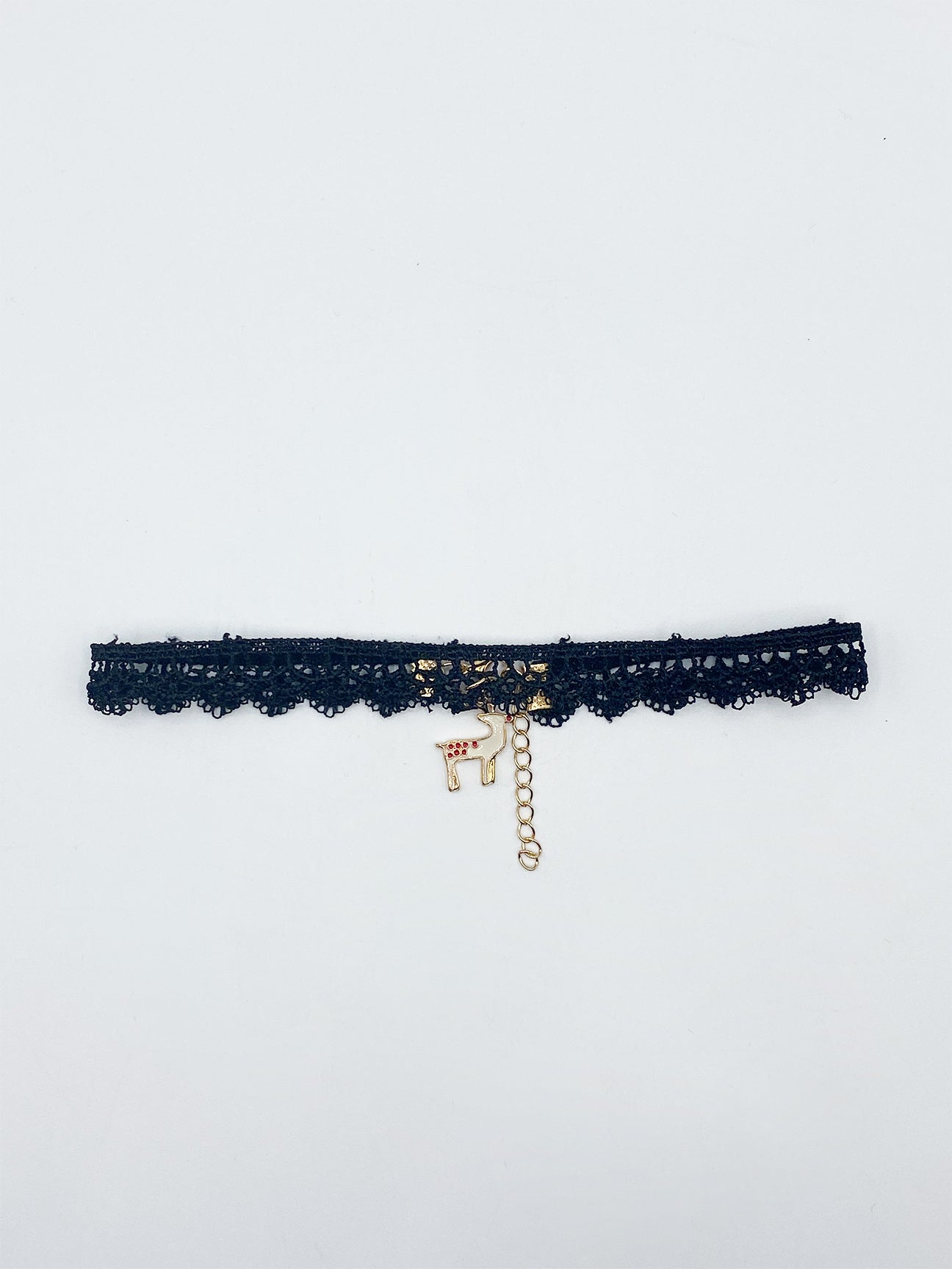 Black Lace Choker With Reindeer Charm