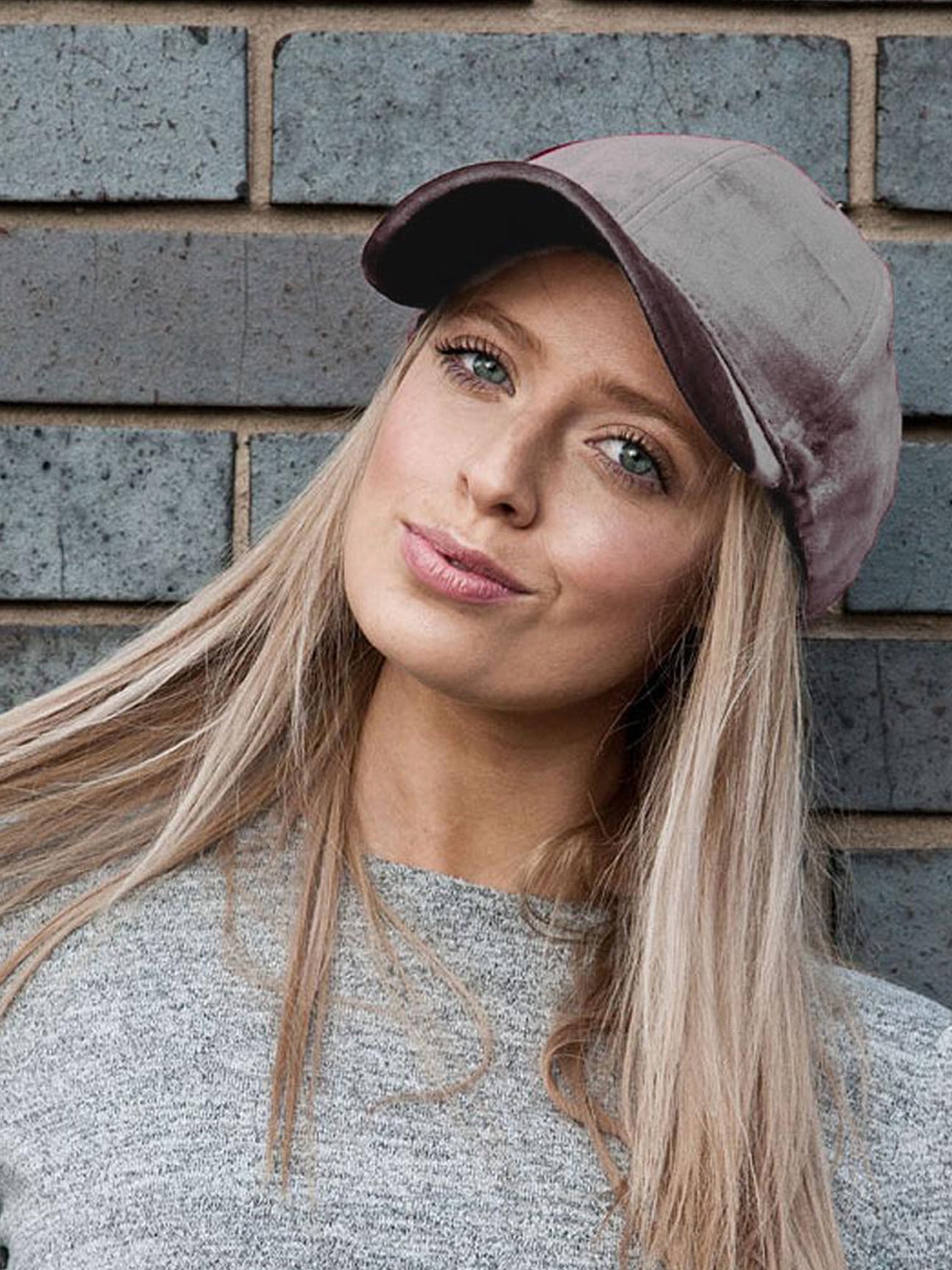 Brushed Velvet  Grey Baseball Cap