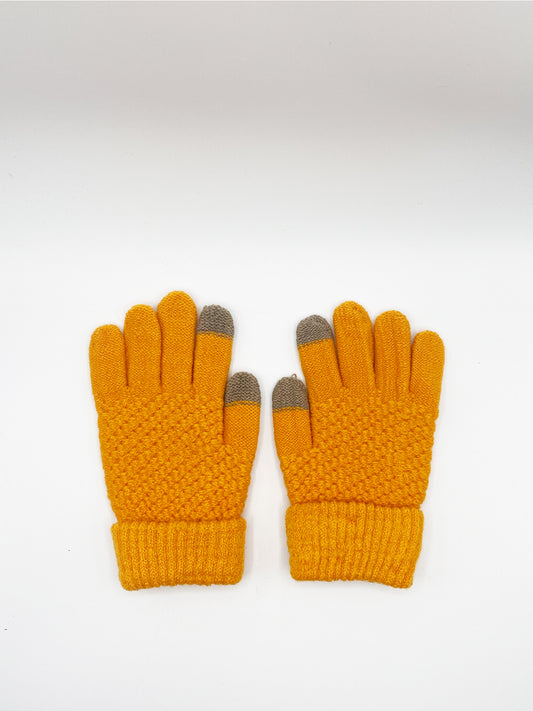 Touchscreen Knitted Gloves in Mustard