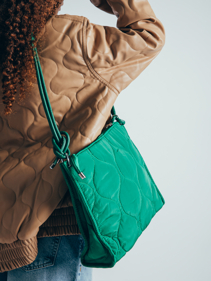 Nylon Quilted Holdall in Green