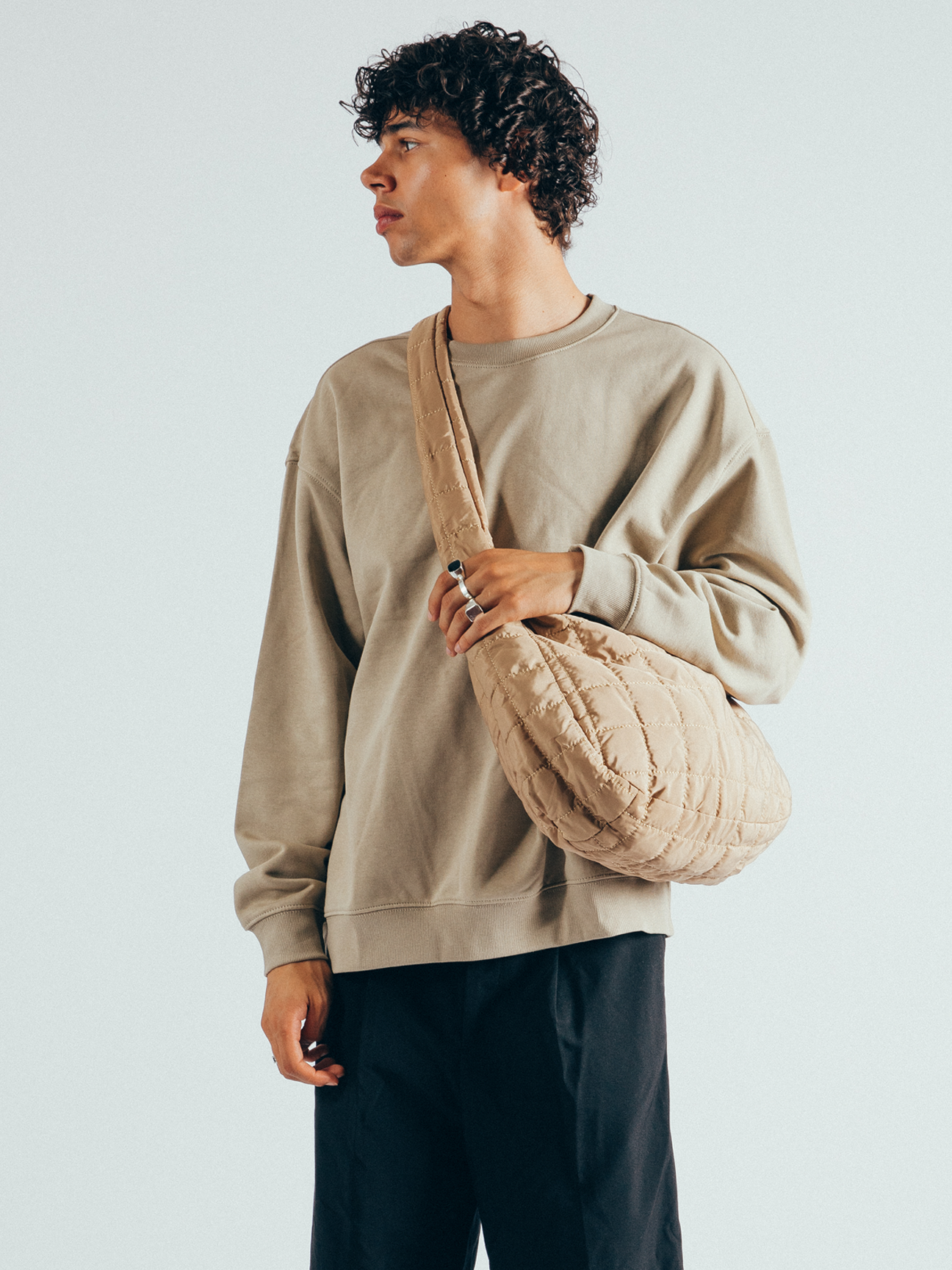 Oyster Quilted Holdall in Oyster