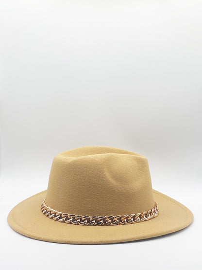 Tan Trilby Hat With Chain Band