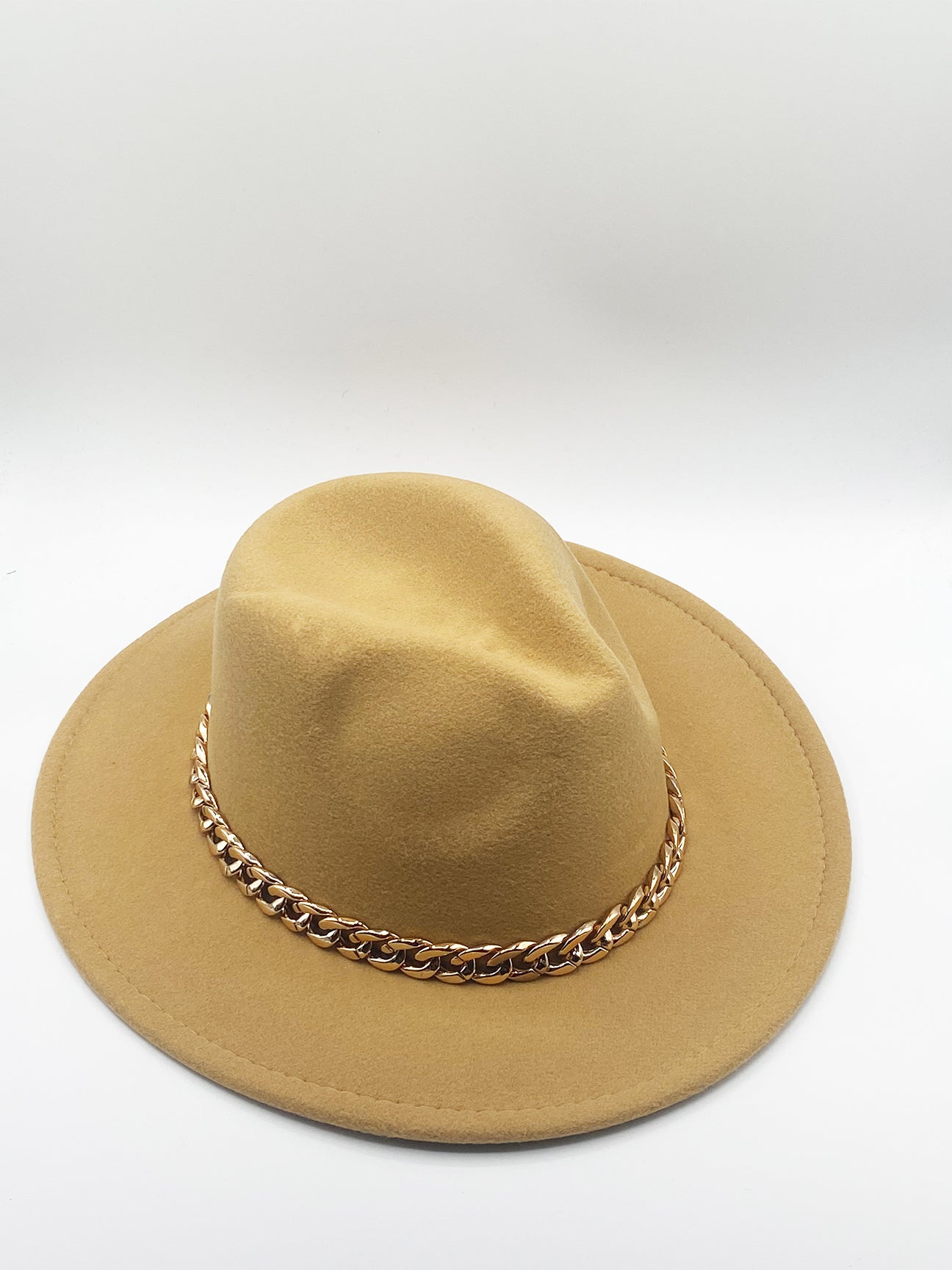 Tan Trilby Hat With Chain Band