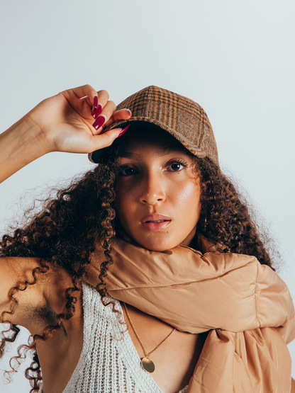 Beige Check Baseball Cap