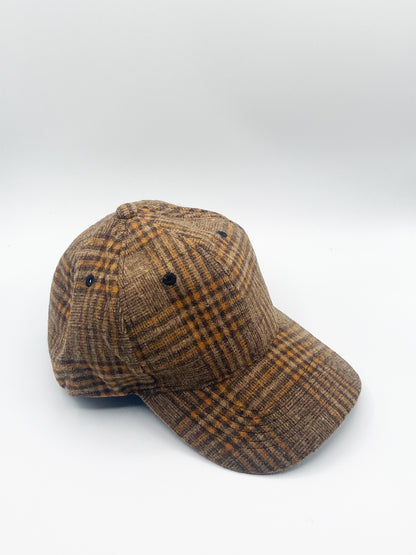 Beige Check Baseball Cap