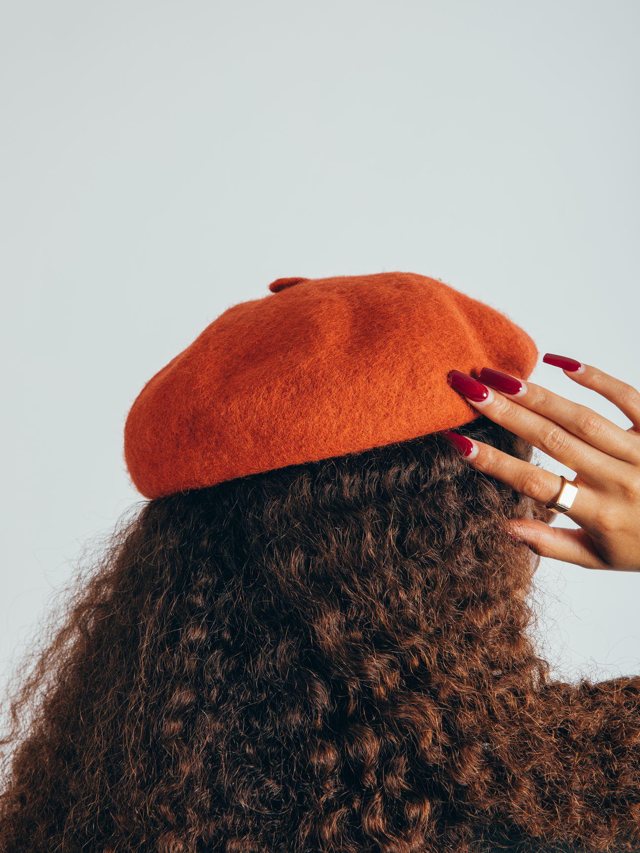 Plain Beret in Burnt Orange