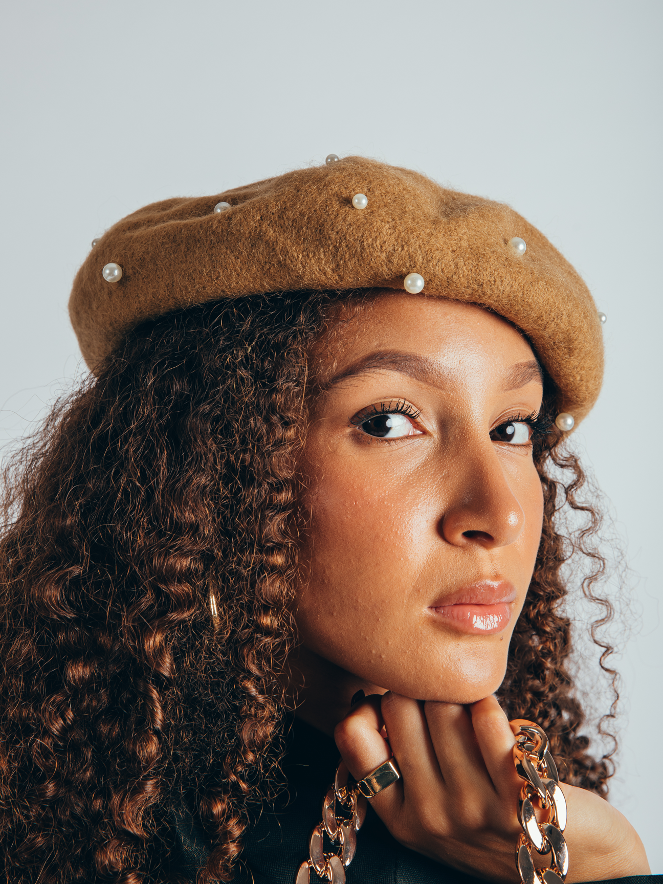 Faux Pearl Burned Orange Beret