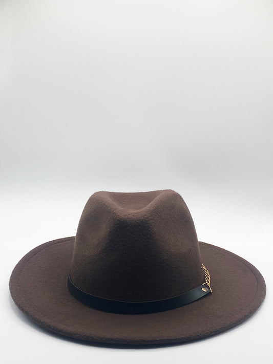 Chocolate Brown Trilby With PU Band