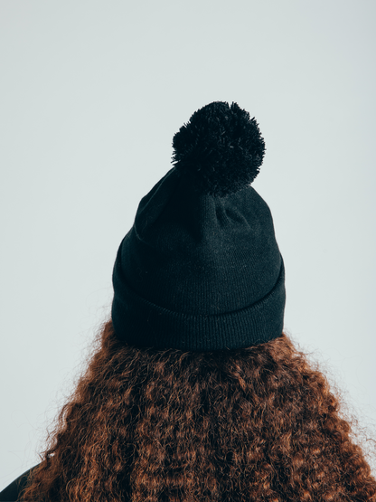 Pom Pom Beanie in Black