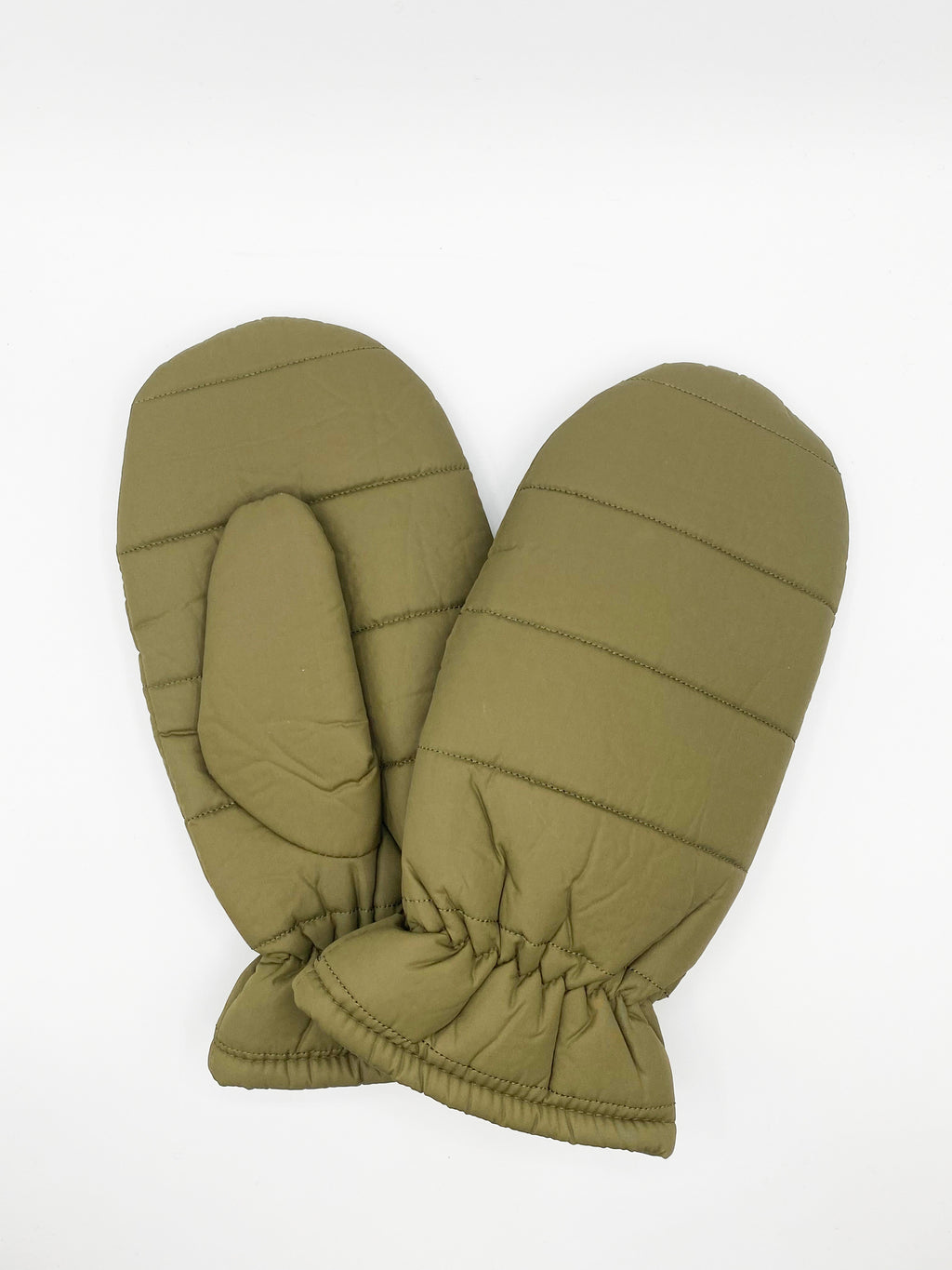 Quilted Mittens In Khaki