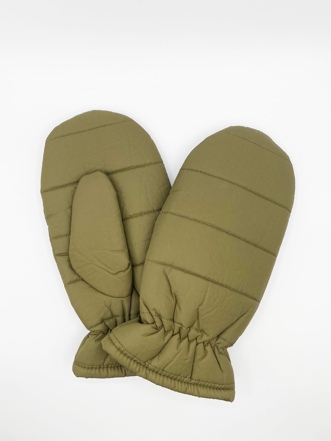 Quilted Mittens In Khaki
