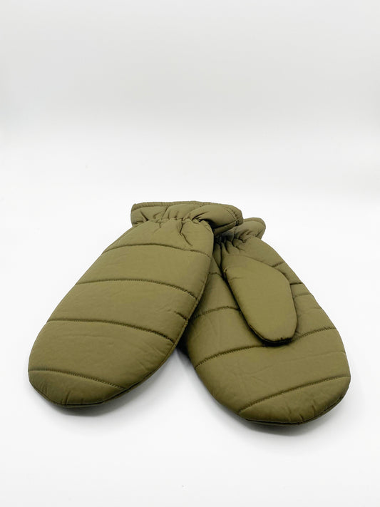 Quilted Mittens In Khaki