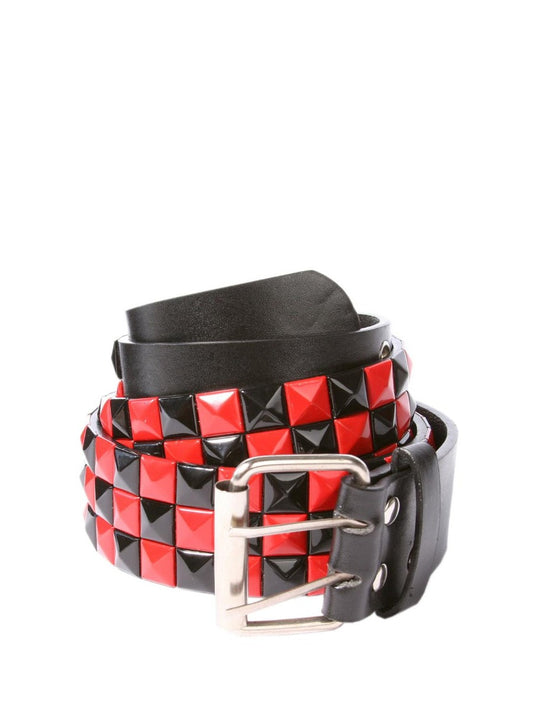 Black and Red Checkerboard Studded Belt