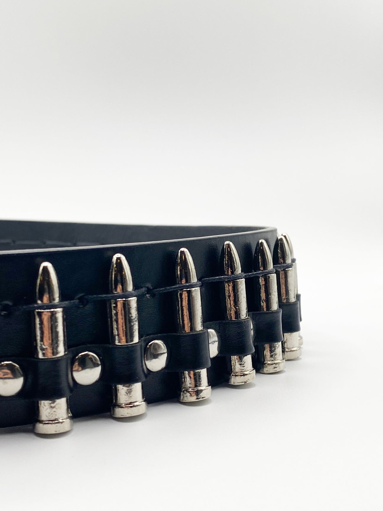 Black Bullet Belt with Metal Bullets