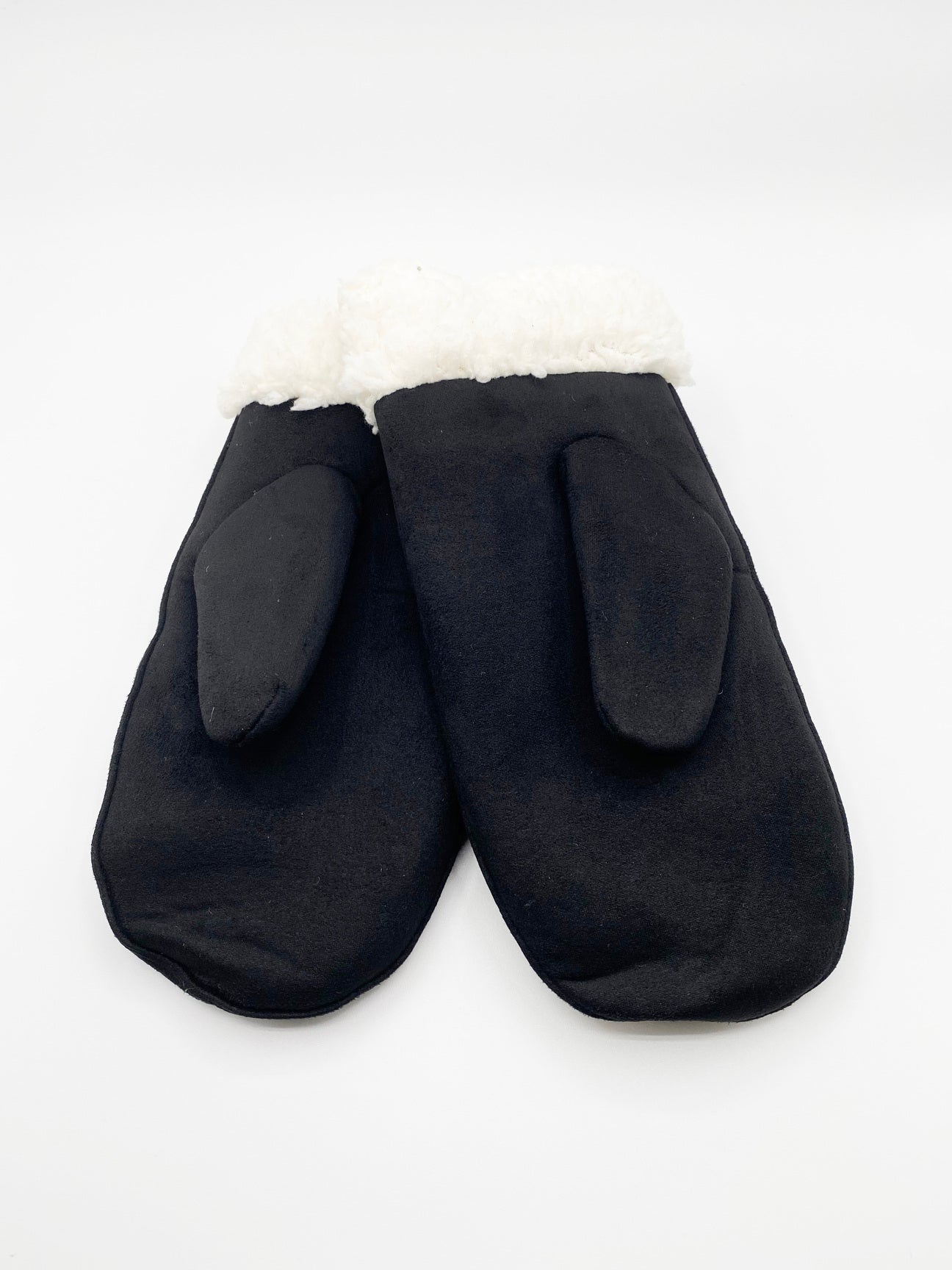 Black Mittens With Borg Lining