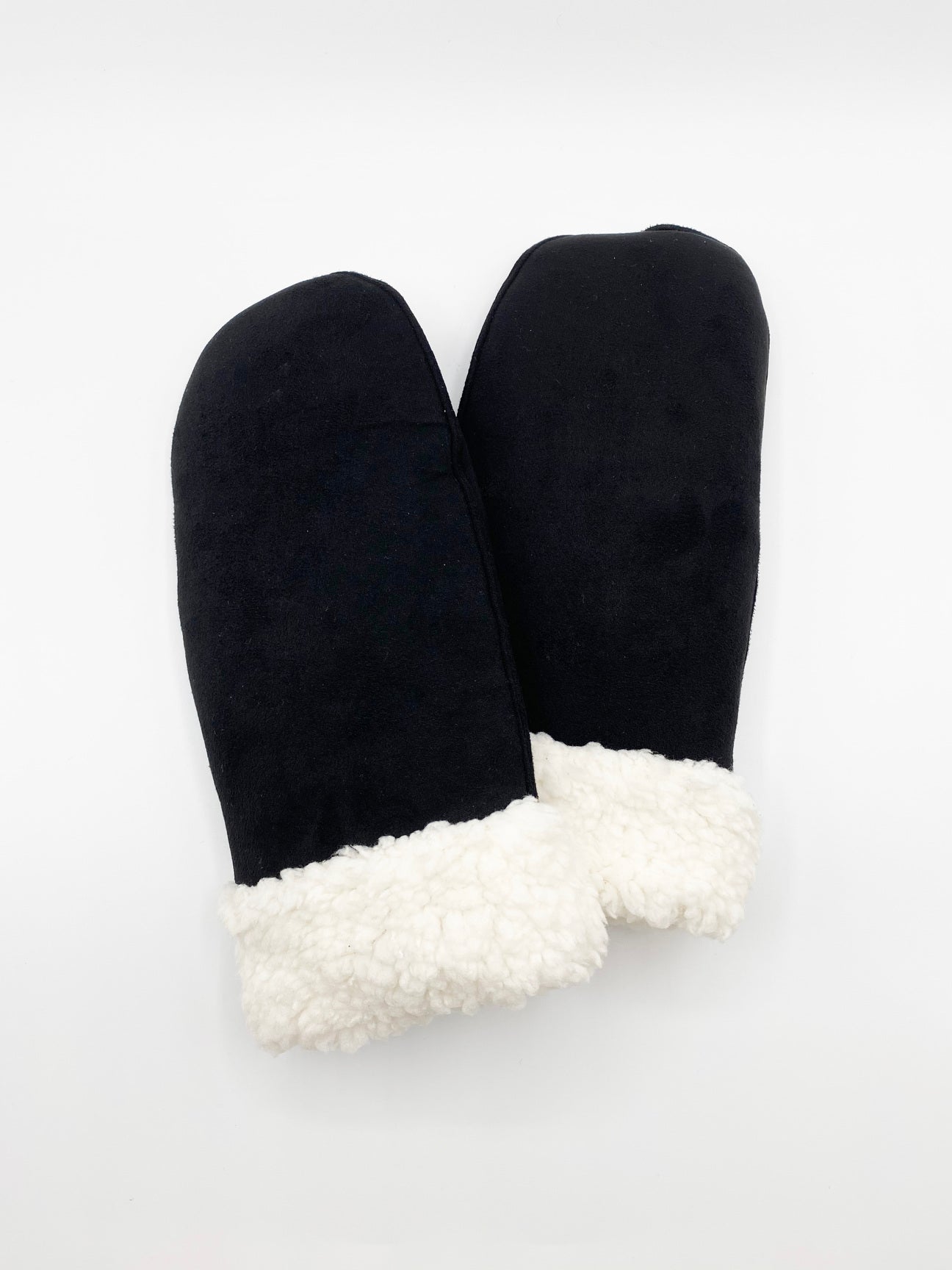 Black Mittens With Borg Lining