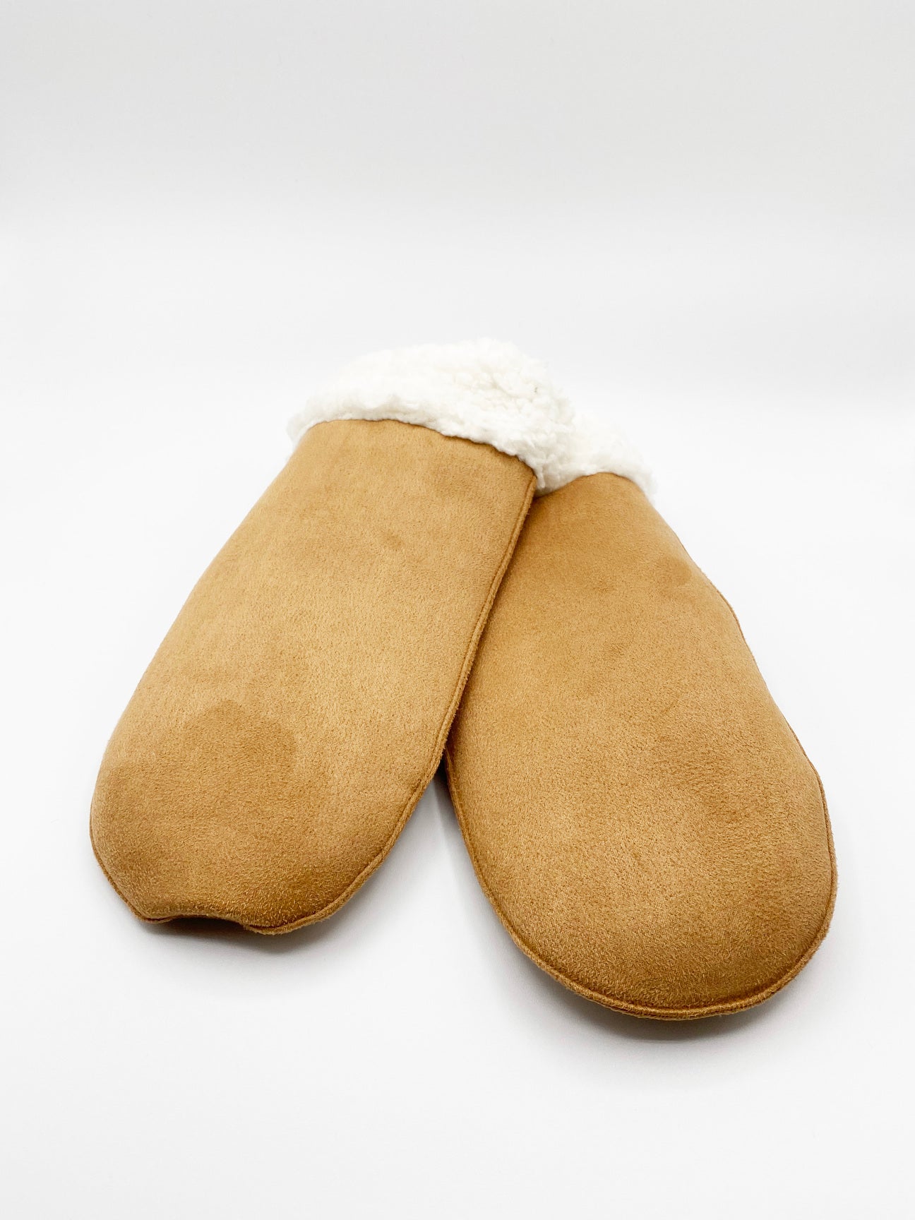 Tan Mittens With White Borg Lining