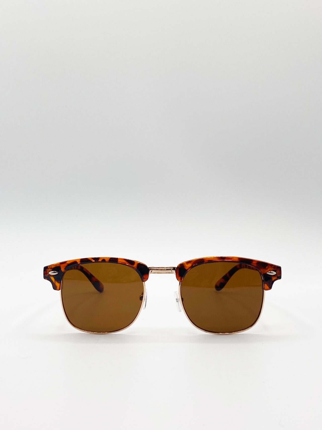 Tortoiseshell  Retro Gold Frame Metal Wayfarer Sunglasses