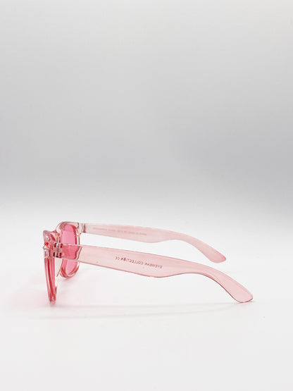 Clear Pink Wayfarer Sunglasses with clear pink lenses