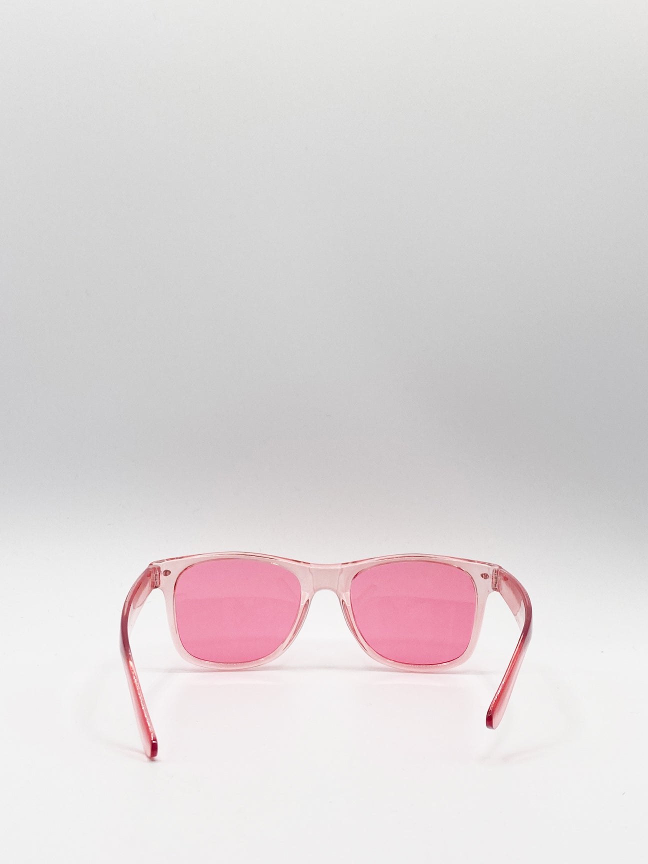 Clear Pink Wayfarer Sunglasses with clear pink lenses