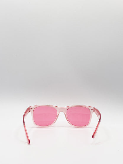 Clear Pink Wayfarer Sunglasses with clear pink lenses