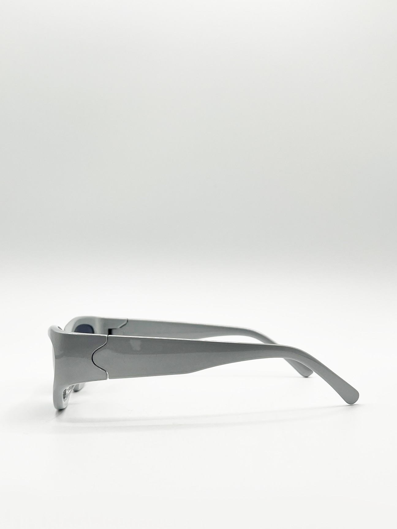 Silver Racer Style Sunglasses with Black Lenses