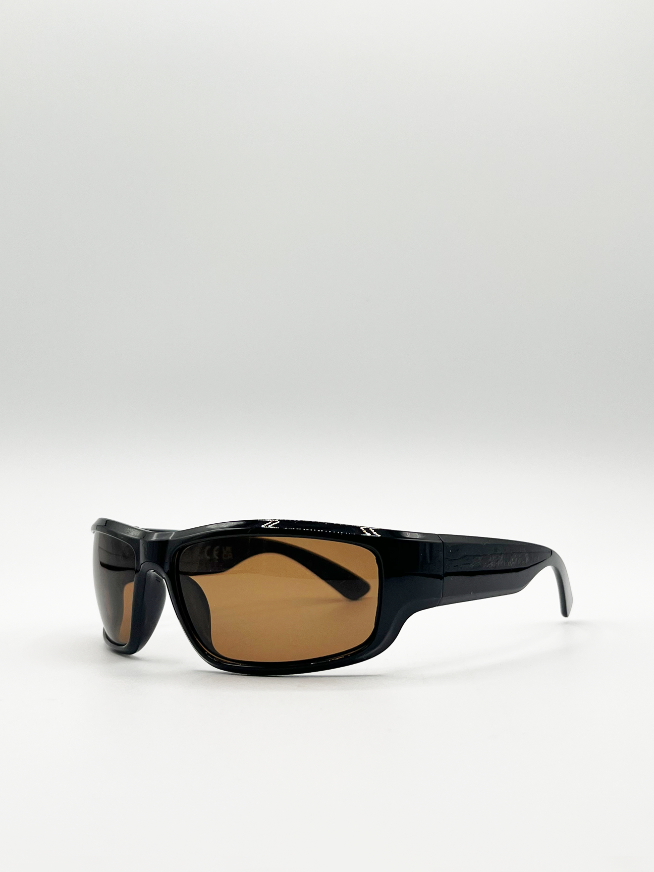 Black Racer Style Sunglasse swith Brown Lenses