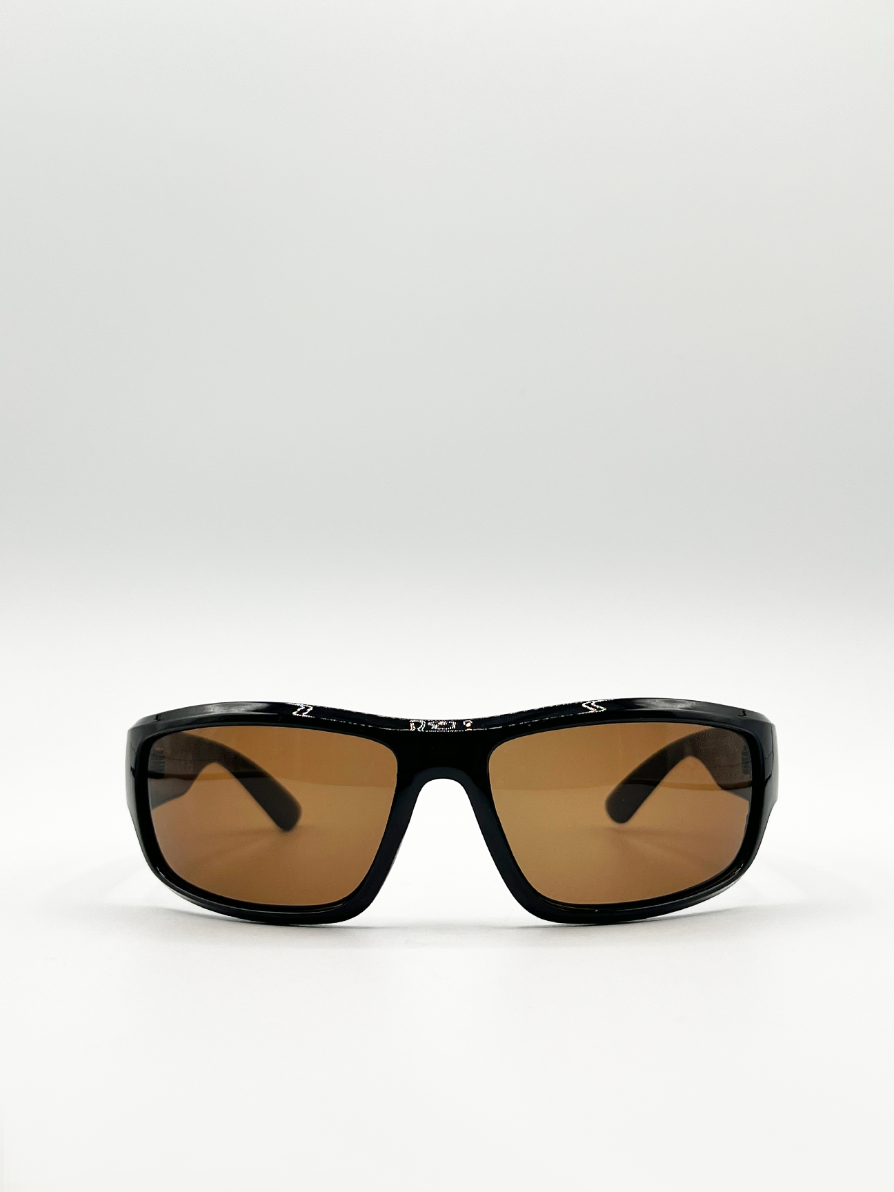Black Racer Style Sunglasse swith Brown Lenses