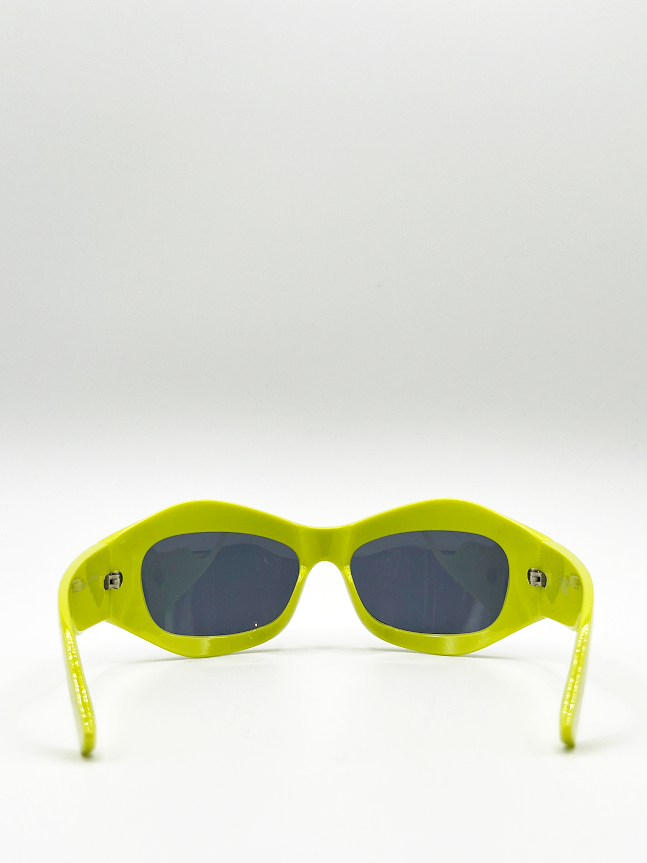 Green Exaggerated Brow Racer Style Sunglasses with Black Lenses