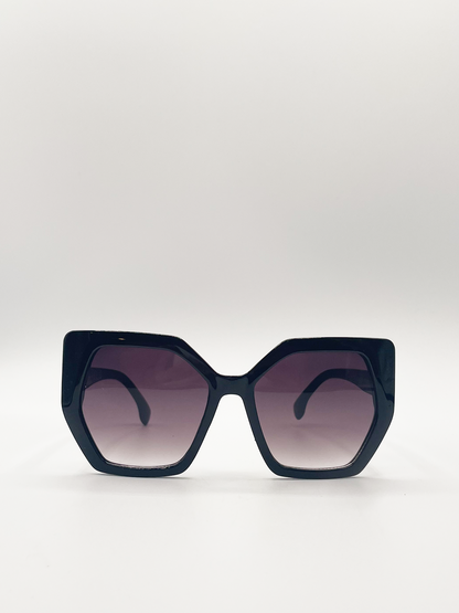 Black Oversized Cat Eye Sunglasses with Black Lenses