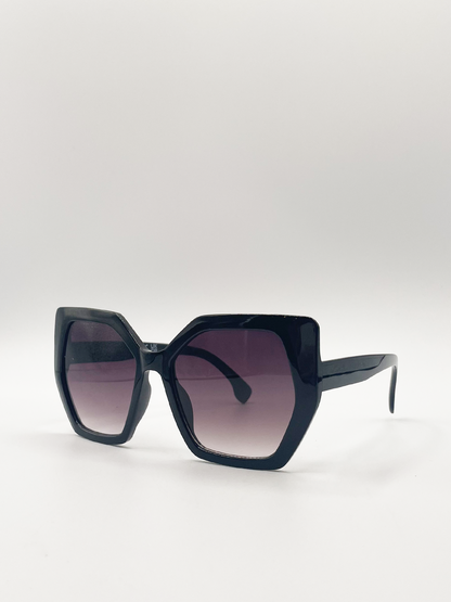 Black Oversized Cat Eye Sunglasses with Black Lenses