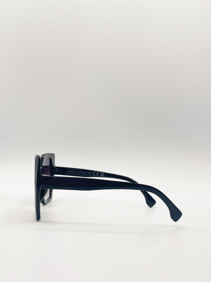 Black Oversized Cat Eye Sunglasses with Black Lenses