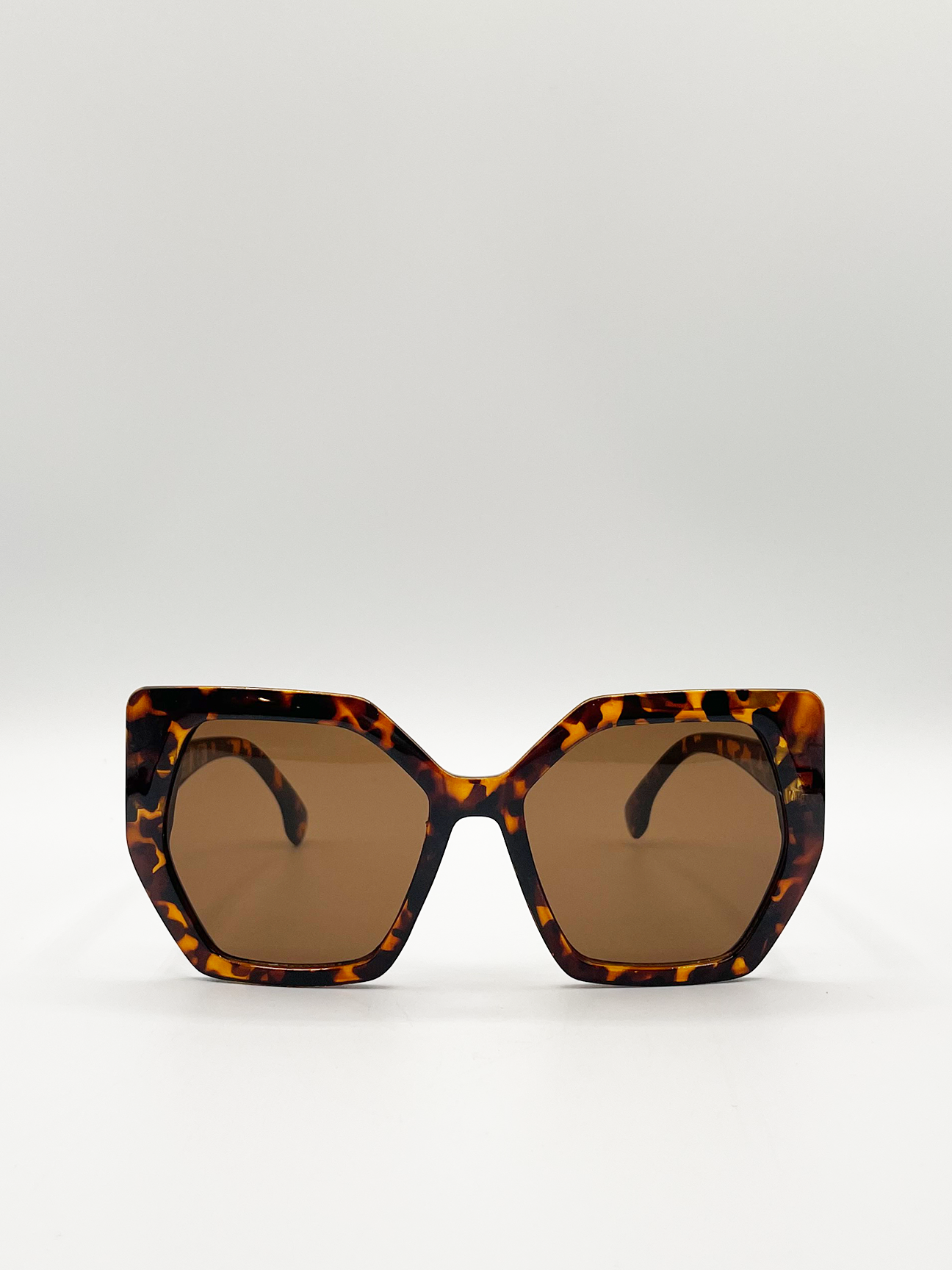 Tortoiseshell Shape_Oversized Cat Eye Sunglasses with Brown Lense