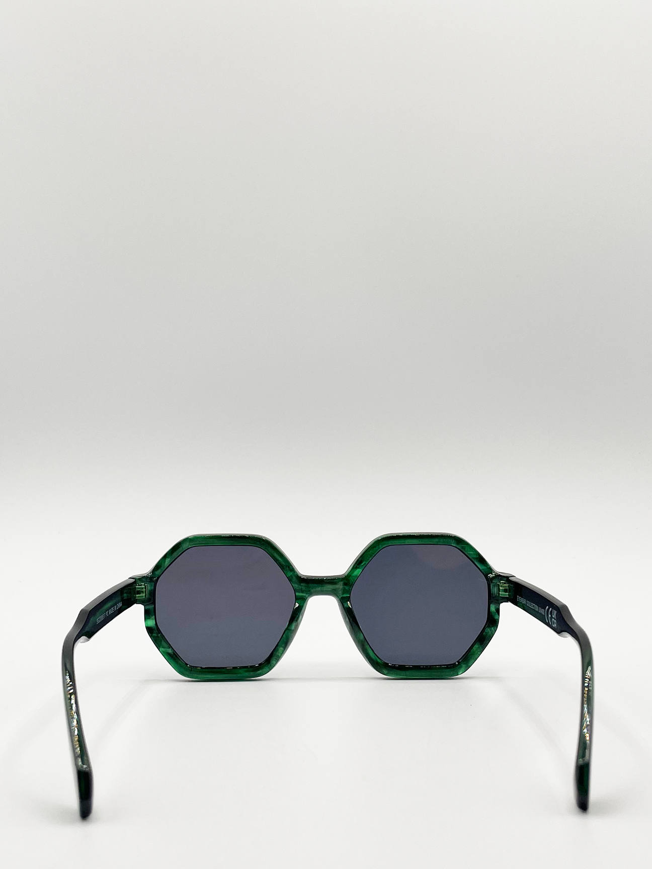 Green Oversized Hexagon Sunglasses with Smoke Lenses