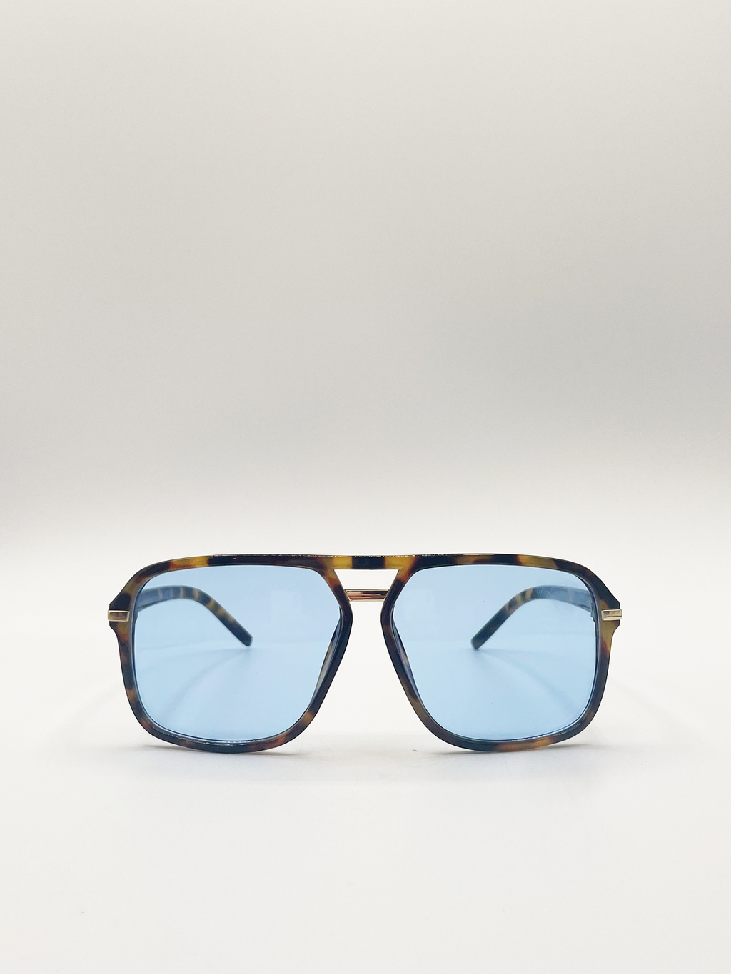 Tortoiseshell Navigator Sunglasses with Blue Lenses