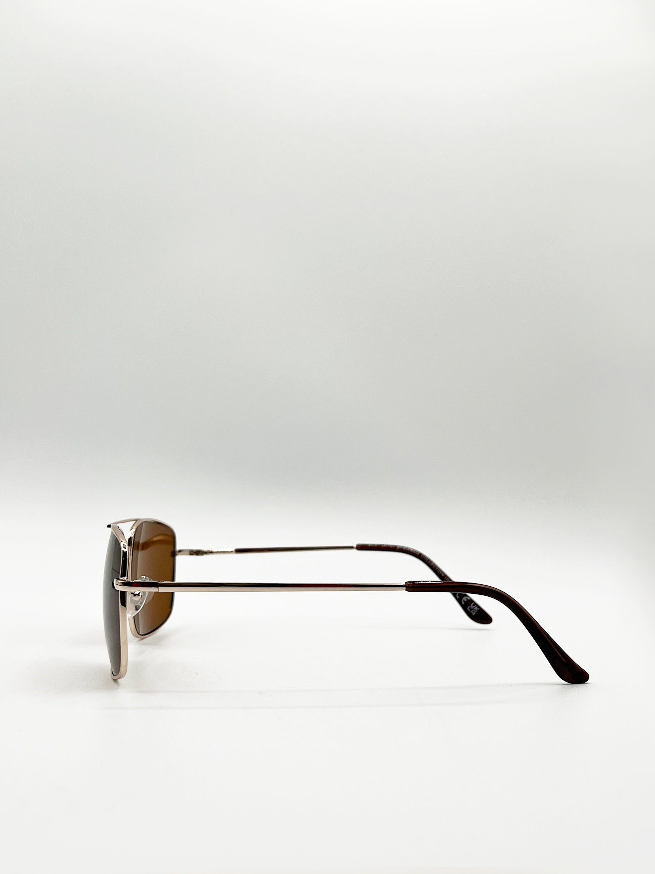 Metal Frame Square Aviator Sunglasses In Gold